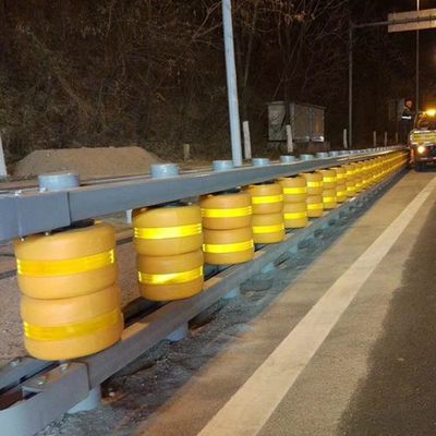 Barrera de acero amarilla de seguridad vial de rodillos de protección de carreteras con mayor durabilidad