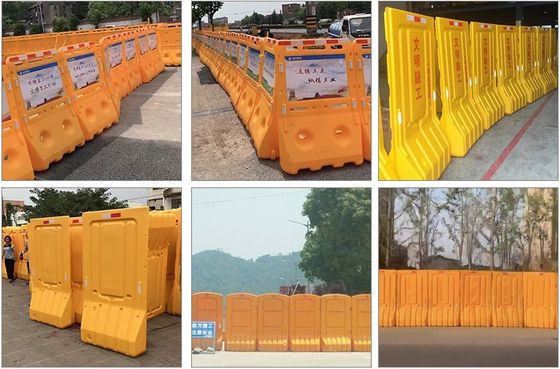 En el sitio de construcción Barrera de carretera de plástico Barrera llena de agua personalizada