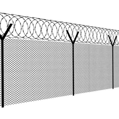 Vía de tráfico Barrera de acero Cerco de alambre de púas galvanizado con protección recubierta de polvo