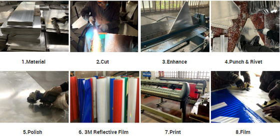 Tablero de señalización de carretera de acero galvanizado con material reflectante