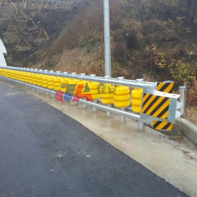 Barrera de seguridad vial revestida de polvo galvanizado con marco y rodillos de acero inoxidable