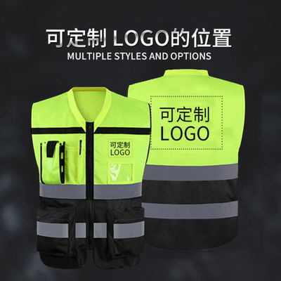 Logotipo personalizado aceptado Alta visibilidad 100% poliéster verde oscuro chaleco reflectante