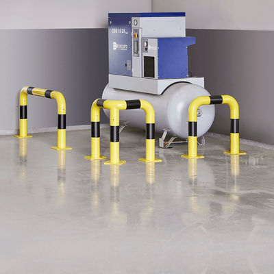 Protectores de columnas de barrera de colisión de seguridad vial con certificación CE amarilla para protección de bastidores